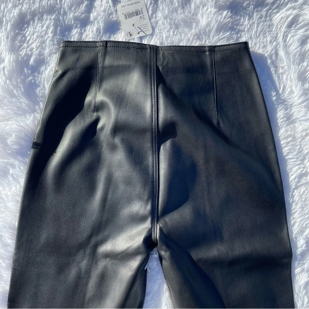 NWT FREE PEOPLE FUAX LEATHER VEGAN BLACK SKINNY LEG PANTS SIZE 24 - Picture 8 of 11